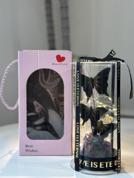 تحفة زجاج مضيئه فراشات